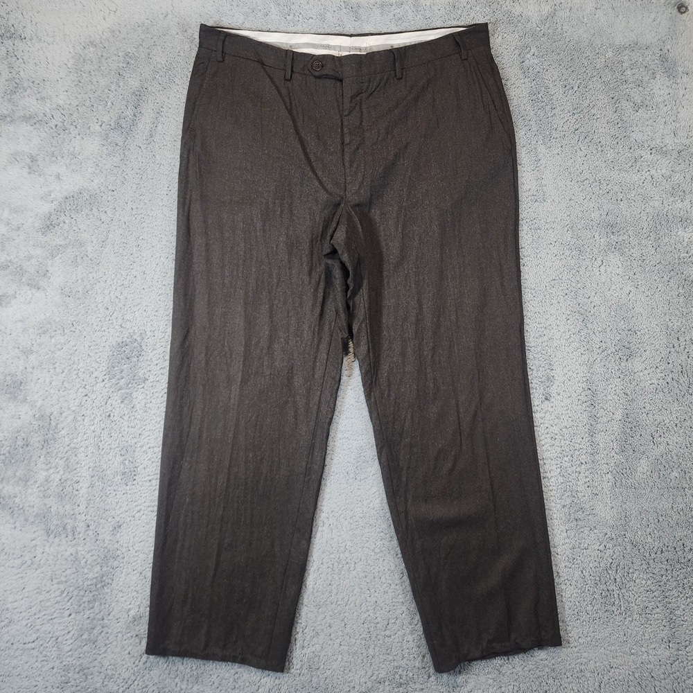 Canali 1934 Wool Pants Mens 37x28 Charcoal Brown Straight Slacks Italy Trousers